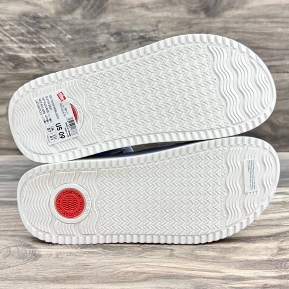 NIB Fitflop 9 Surff Two Tone Webbing/Leather Back Strap Sport Sandals Blue - Picture 9 of 12